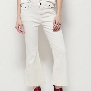 Free People Ivory Cropped Kick Flare Leg Jeans
